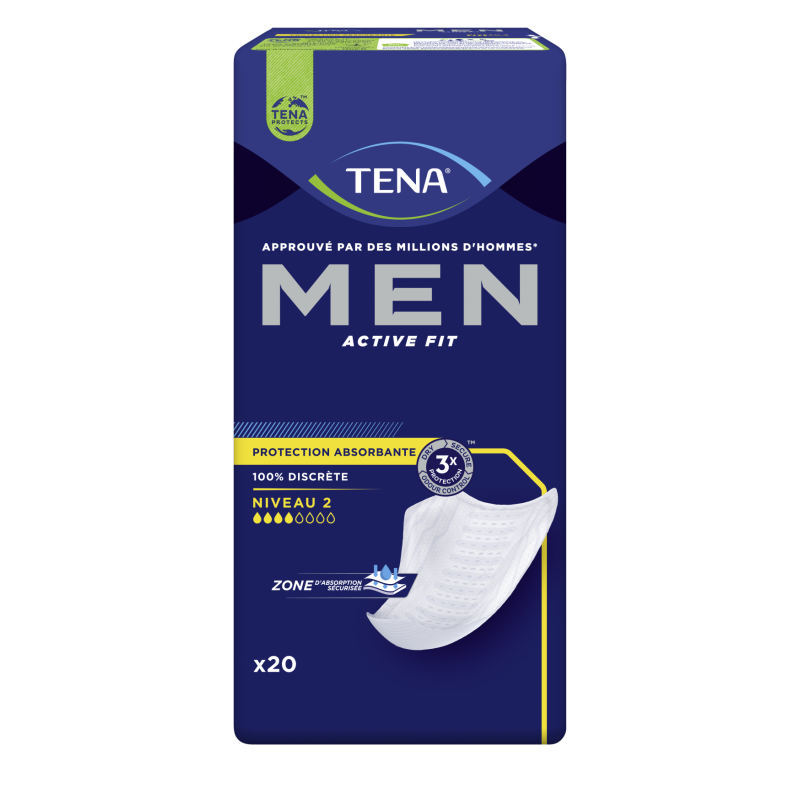 TENA Men Niveau 2 - Protection masculine efficace et discrète pour fuites modérées
