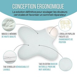 Oreiller Papillon Plat à Mémoire de Forme